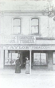 Photograph - Nelson Place, showing Mrs Mary Taylors Tobacconist shop, c.1880's