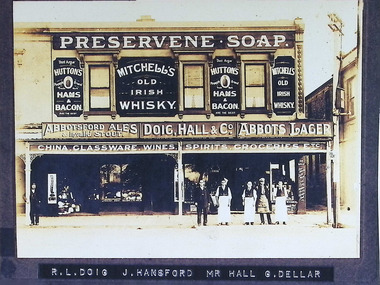 Photograph - Nelson Place, showing Doig, Hall & Co. Wine Spirits & Groceries