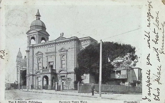 Postcard. Balmain Town Hall. New South Wales