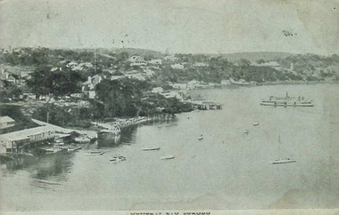 Postcard: black and white photograph of Neutral Bay, Sydney