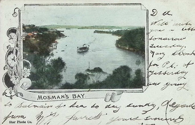 Postcard. Coloured photograph. Mosman's Bay