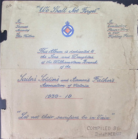 Photograph - Photo Album Frontispiece "We Shall Not Forget" Cover