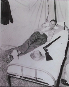 Photograph - Shooter relaxing, The Queen's Shoot, Williamstown Rifle Range