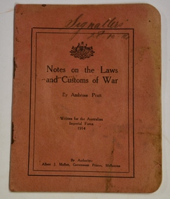WW1 Soldiers Handbook "Notes on the Laws and Customs of War", 1914