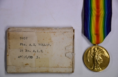 WW1 Victory Medal - Pte.  A.E. Hollis, 1914-1918