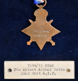 WW1 1914-1915 Star : Campaign Medal for Pte. Albert Arthur Robin