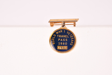 WW1 Veterans Travel Pass Badge, post WW1 1918 on