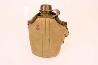 Army issue water bottle and khaki canvas cover : post WW2, post 1945