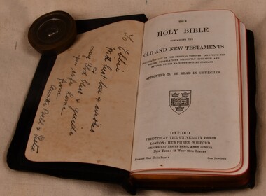Bible : sent to Ebbie Snow WW1, The Holy Bible : Containing The Old and New Testament, Circa 1914-1918