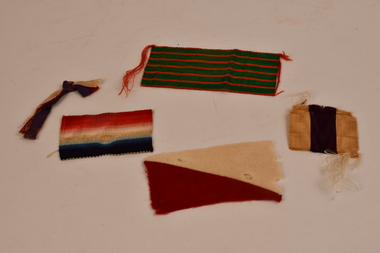 Campaign Ribbons for medals and awards WW1 : Military Cross, 1914 Star, French Croix de Guerre, 2 ANZAC Corps colours (The Joseph Nott Collection), Circa 1914 - 1919