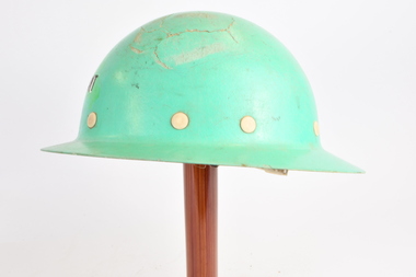 Green CFA Lieutenant's Rural Fire Fighting Helmet, 1980s, 1960-1980