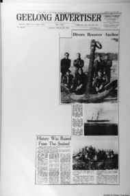 Newspaper article and photograph (copy), Scammell Collection