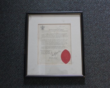 Letter - Framed letter