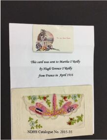 Postcard - postcard - embroidered April 1916, Memento from France