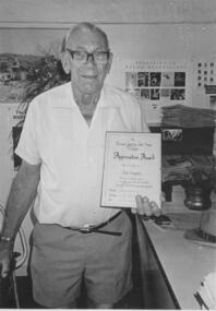 Photograph, Jack Chapman with Appreciation Award 1992