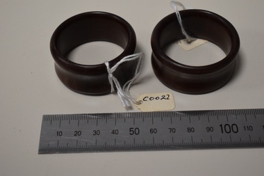 Wooden serviette rings, c1940