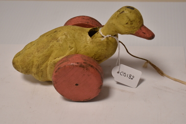 Leisure object - Childs pull along toy, Wooden Duck, 1940's