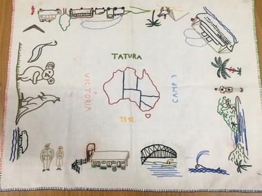 Tray Cloth, Exodus of Templers to Australia, 1942