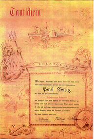 Photograph, Kormoran Certificate on crossing Equator, 1940
