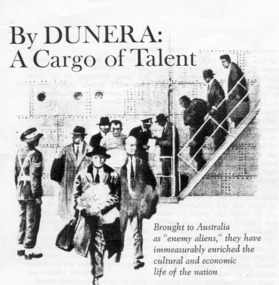 Document, Sketch  internees disembarking from the "Dunera"