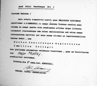 Document, Collegium Taturense