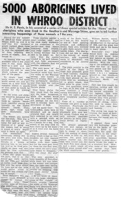 Newspaper Article, aboriginal history in the Whroo area