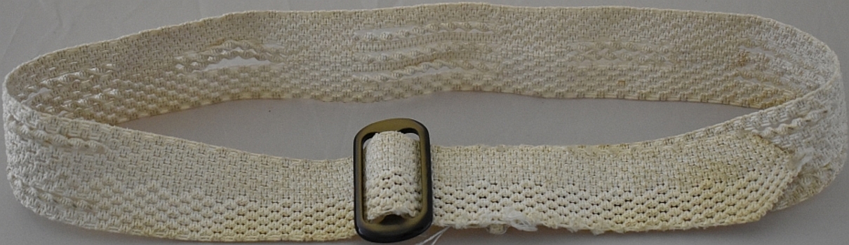 Macrame belt, white cord discoloured with use and age