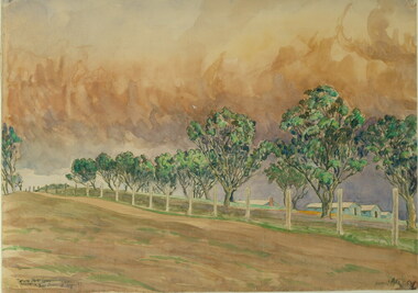 Painting - Painting - Watercolour, Leonhard Adam, Tatura No. 4 Camp (Victoria), Dust Storm, 8/12/1941
