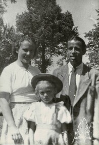 Photograph, Walter Jendry and wife and child, 1950