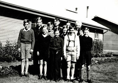 Photograph, Camp 3 Boys and Teacher, 1940's