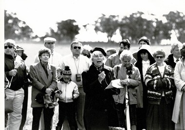 Photograph, Lilo Thaler at Camp 3 site, 21 September 1991