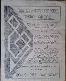Programme, Internees at camp 1 Tatura, Deutsch Italienscher Opera - Abend, 1942