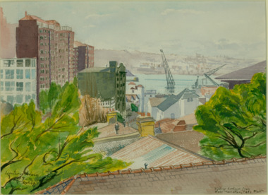 Painting - Painting - Watercolour, Sydney Harbour from Hotel Manhattan, Potts Point