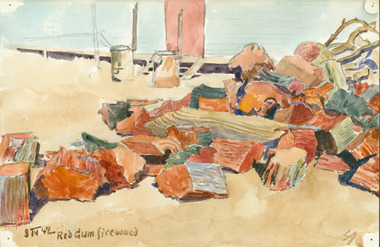 Painting - Painting - Watercolour, Red Gum Firewood