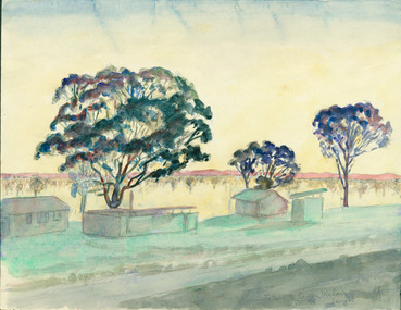 Painting - Painting - Watercolour, Sunset, Tatura Camp 4