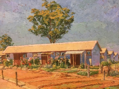 Painting - Painting -  oil, Family Barracks at Camp 3
