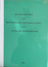 Folder, Die Verschleppung von Mitgliedern Der Tempel Gesellschaft Nach Australien Zur Internierung, 1991