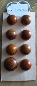 Accessory - Buttons, Brown Wood Buttons, 1940's