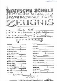 Document - School report, Theodor Stoll School Record