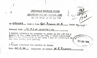 Document, Recruiting for the Interim Army - Corporal W E Brown