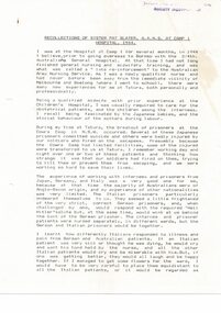 Document, Recollections of Sister Slater