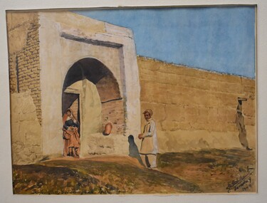 Painting - Painting - Water Colour, Franz Korbler, Darfeingang bei Damghan Iran, 1944 Loveday SA
