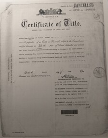 Document, Certificate of Title Arthur Baldwin