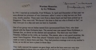 Work on paper - Story, Wartime Memories by Ivy Williams