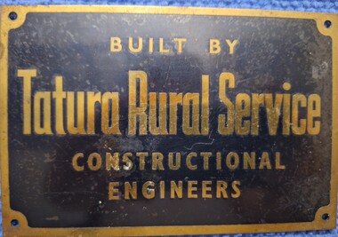 Plaque - Brass plaque, Tatura Rural Services plaque
