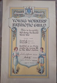 Certificate - Young Workers Patriotic Guild Certificate Membership, Young Workers Patriotic Guild Certificate