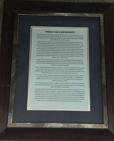 Document - Framed document, World War II Deployment