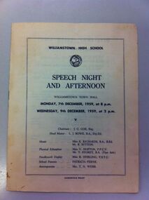 Speech night program 1959