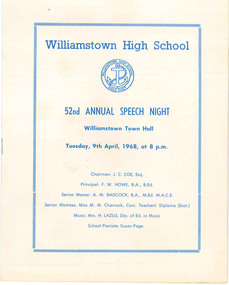 Speech night program 1968