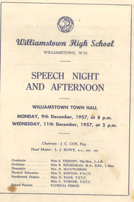 Speech night program 1957